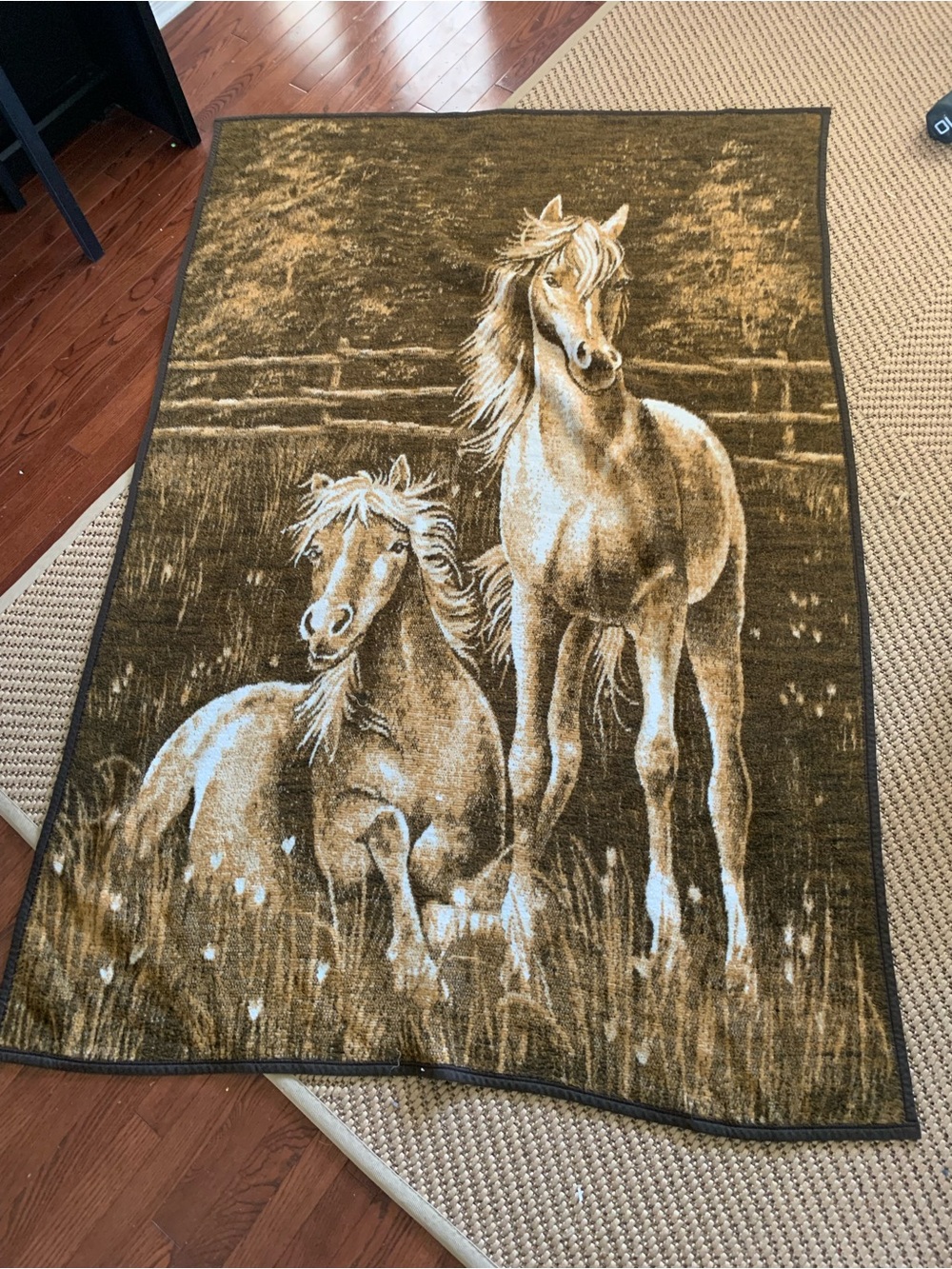 Vintage Horse Print Throw Blanket 🐴